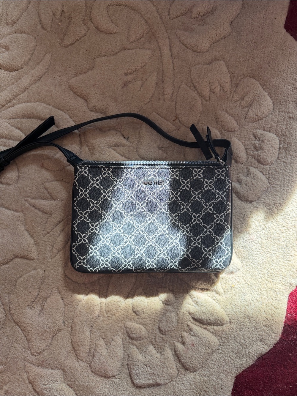 Nine West Black Patterned Crossbody Purse